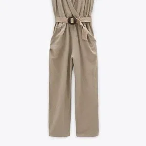 Zara | Pants & Jumpsuits | Zara Linen Blend Belted Jumpsuit